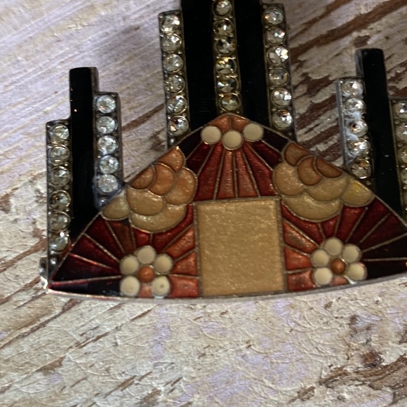 Catherine Popesco Art Deco/Art Nouveau Crystal & Enamel Brooch - Picture 5 of 8